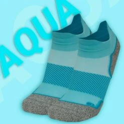 OS1st Pickleball No Show Socks -Fashion Comprehensive Aqua ColorCallOut