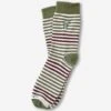 Hippy Feet Olive & Burgundy Striped Crew Socks
