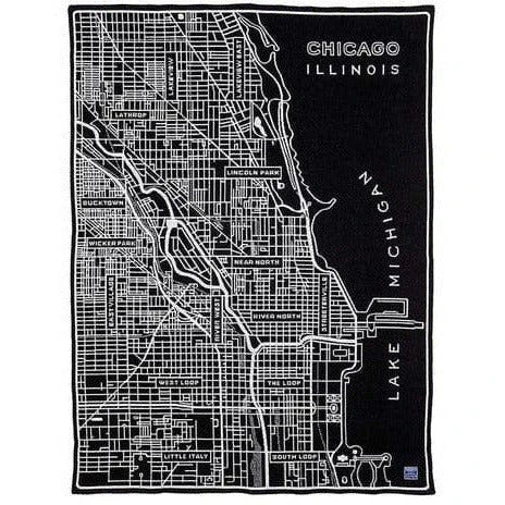 Faribault Mill Chicago Map Wool Throw 1 Faribault Mill Chicago Map Wool Throw