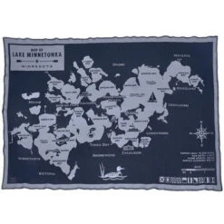 Faribault Mill Lake Minnetonka Map Wool Throw