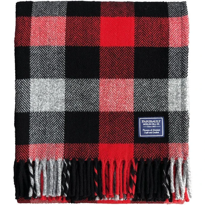 Faribault Mill Tri-Color Buffalo Check Wool Throw 1 Faribault Mill Tri-Color Buffalo Check Wool Throw